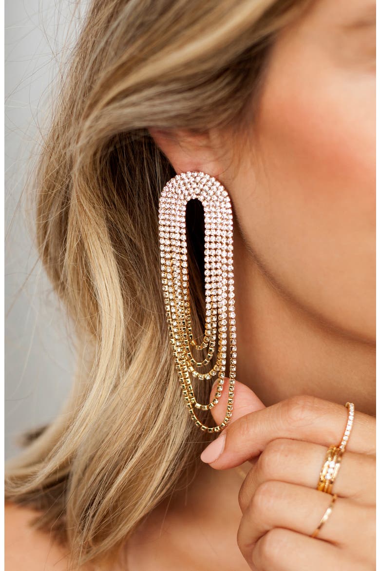 Crystal Chandelier Earrings, Alternate, color, GOLD