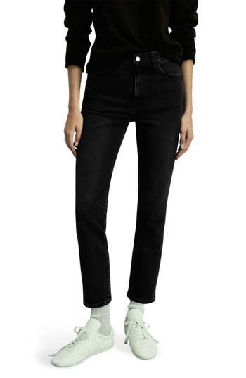 Mango Claudia Crop Slim Fit Jeans In Black