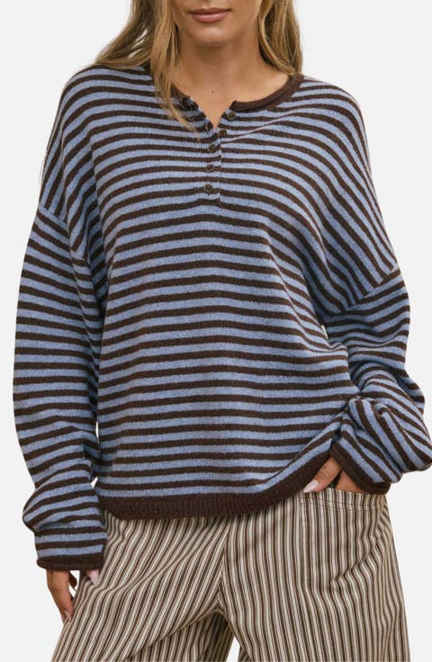 Stripe Henley Sweater