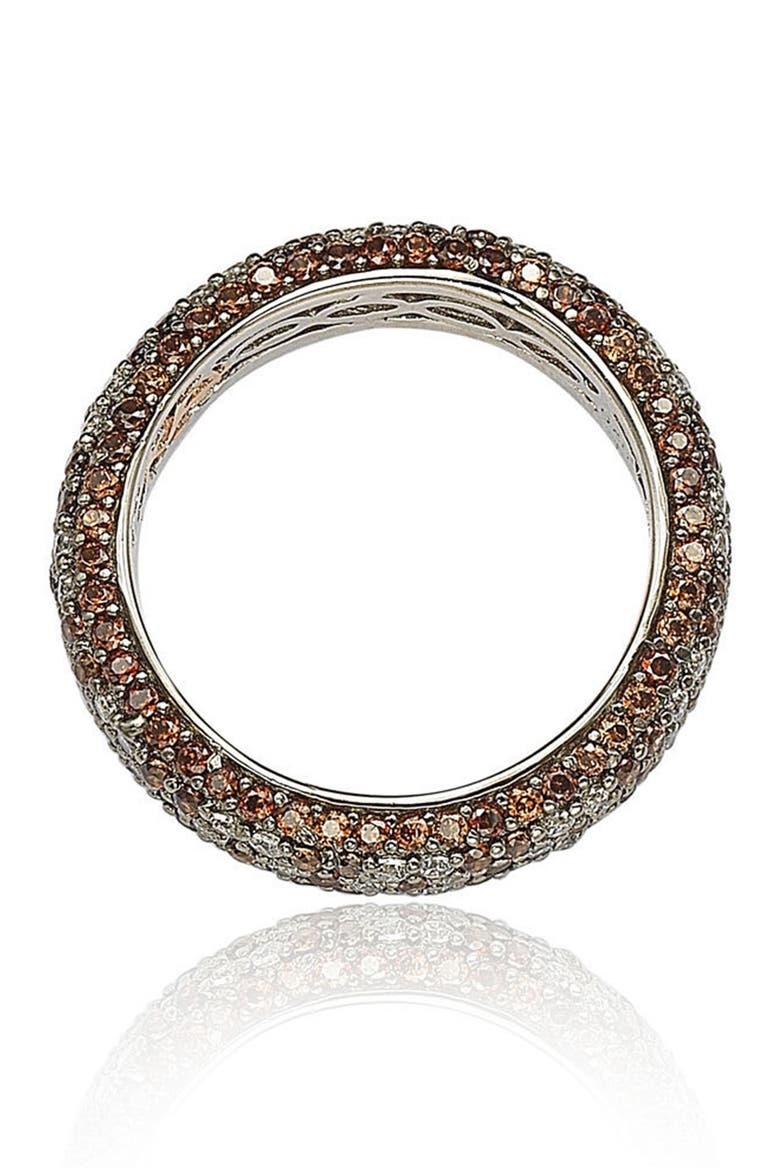 Sterling Silver Brown & White Cubic Zirconia Flower Eternity Band Ring, Alternate, color, BROWN