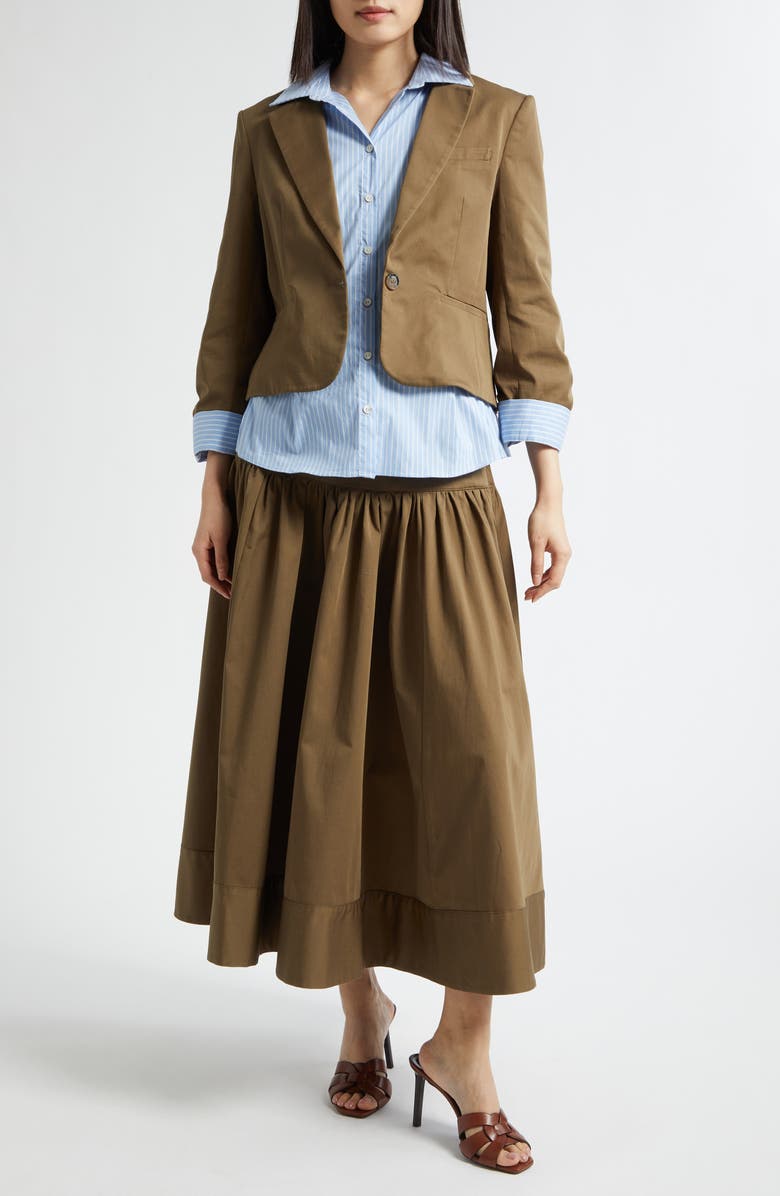 Cinq à Sept Peri Stretch Cotton Maxi Skirt, Alternate, color, Dark Olive/Blue Stripe