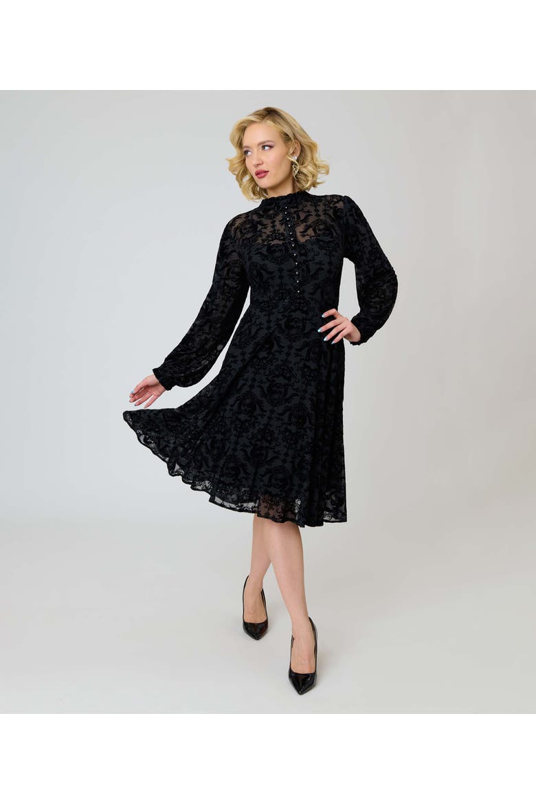 1970s Leota Swing Dress, Main, color, Black Solid