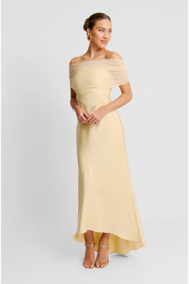 Bardot Satin Maxi Dress, Main, color, Pale Lemon