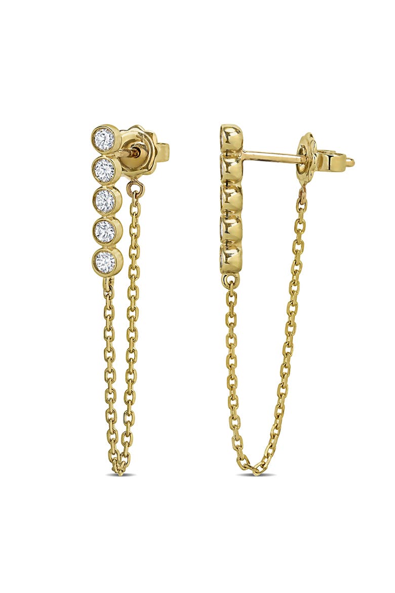 Lab-Grown Diamond Drop Chain Earrings 14k, Main, color, Yellow Gold