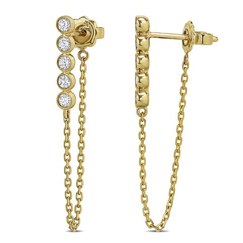 Lab-Grown Diamond Drop Chain Earrings 14k