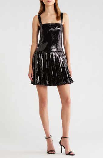 WAYF Bella Bubble Hem Sequin Cocktail Minidress