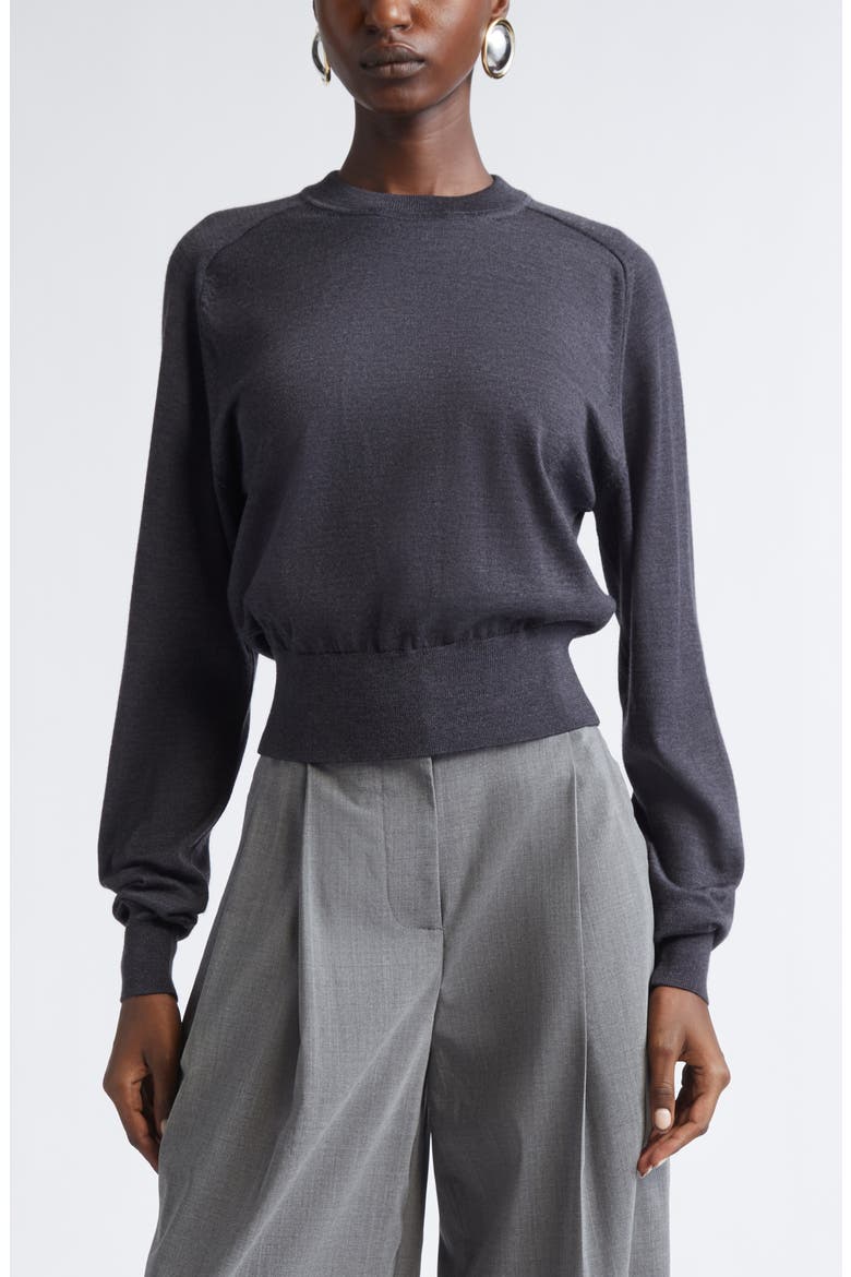 Le Sweater Brode Merino Wool Blend Sweater, Main, color, DARK GREY