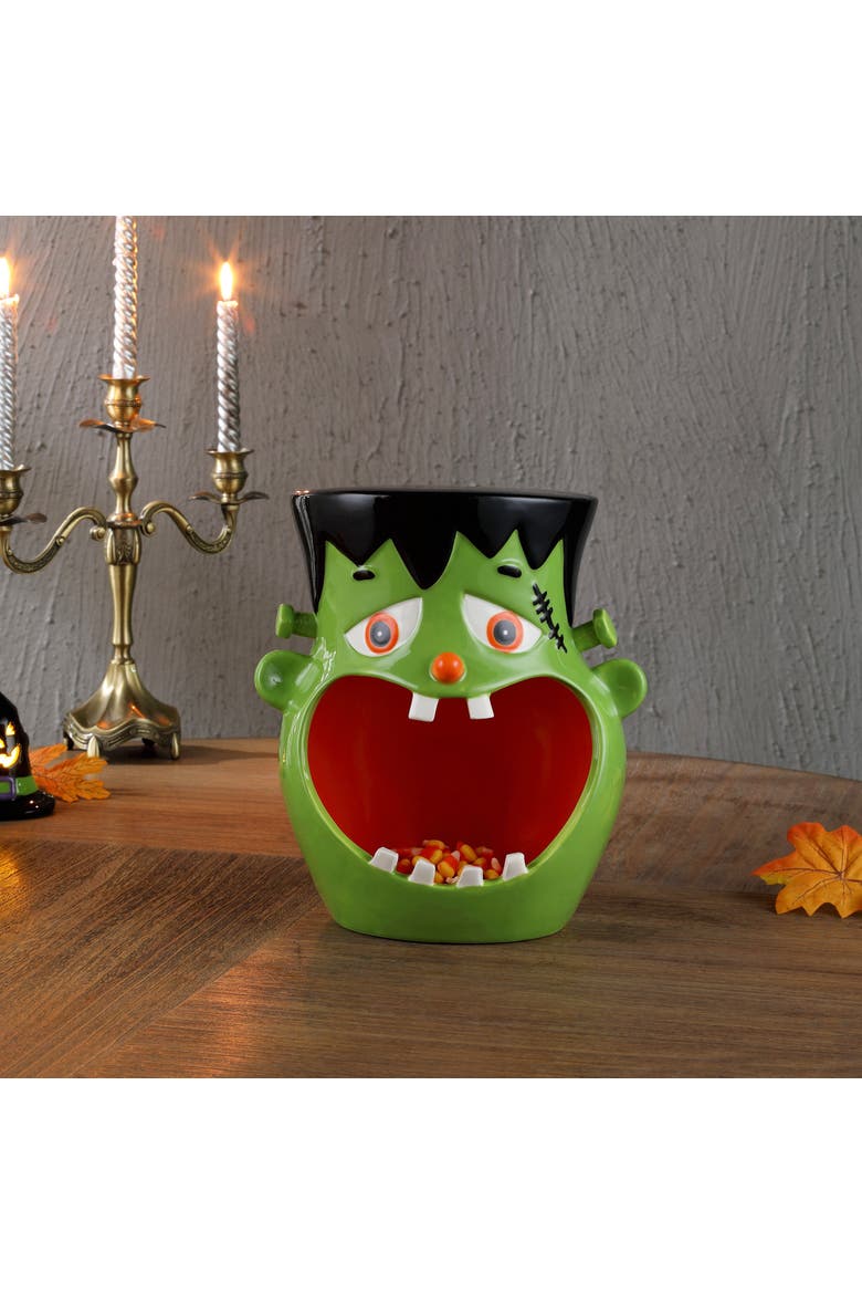 11.5 in. Motion Activated Ceramic Frankenstein Candy Bowl, Alternate, color, Multicolor