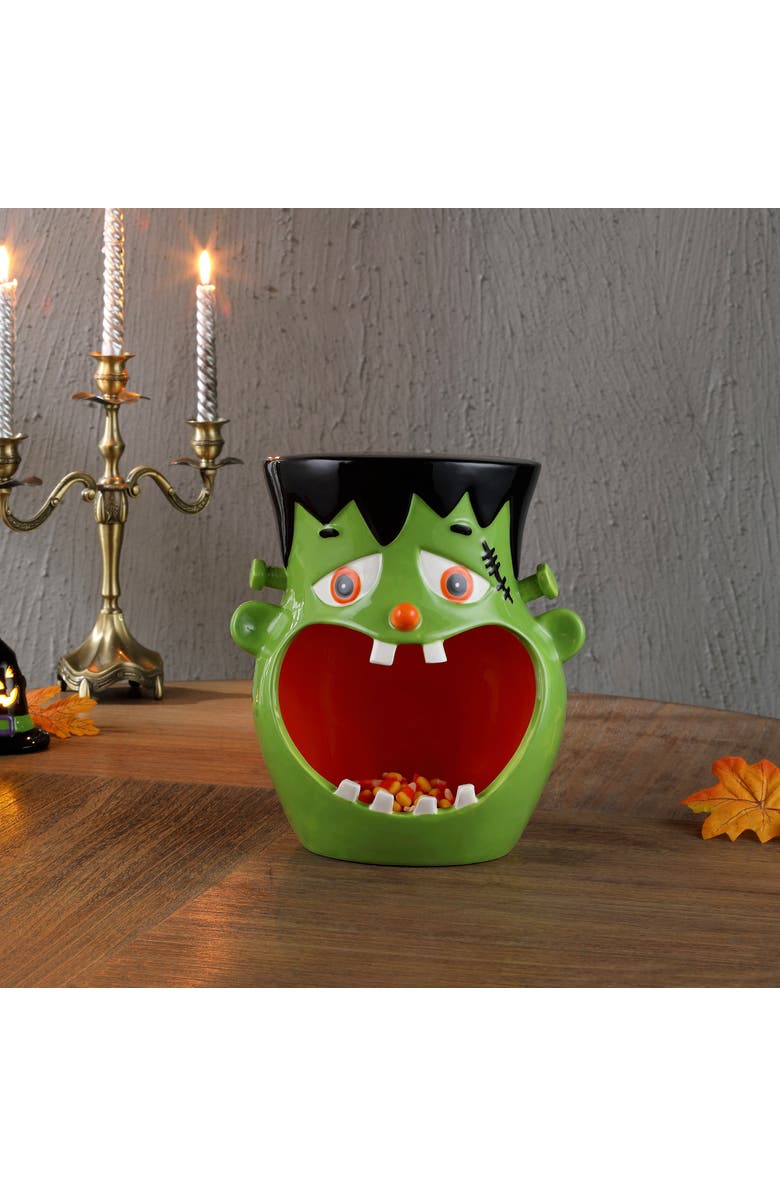 Mr. Halloween 11.5 in. Motion Activated Ceramic Frankenstein Candy Bowl, Alternate, color, Multicolor
