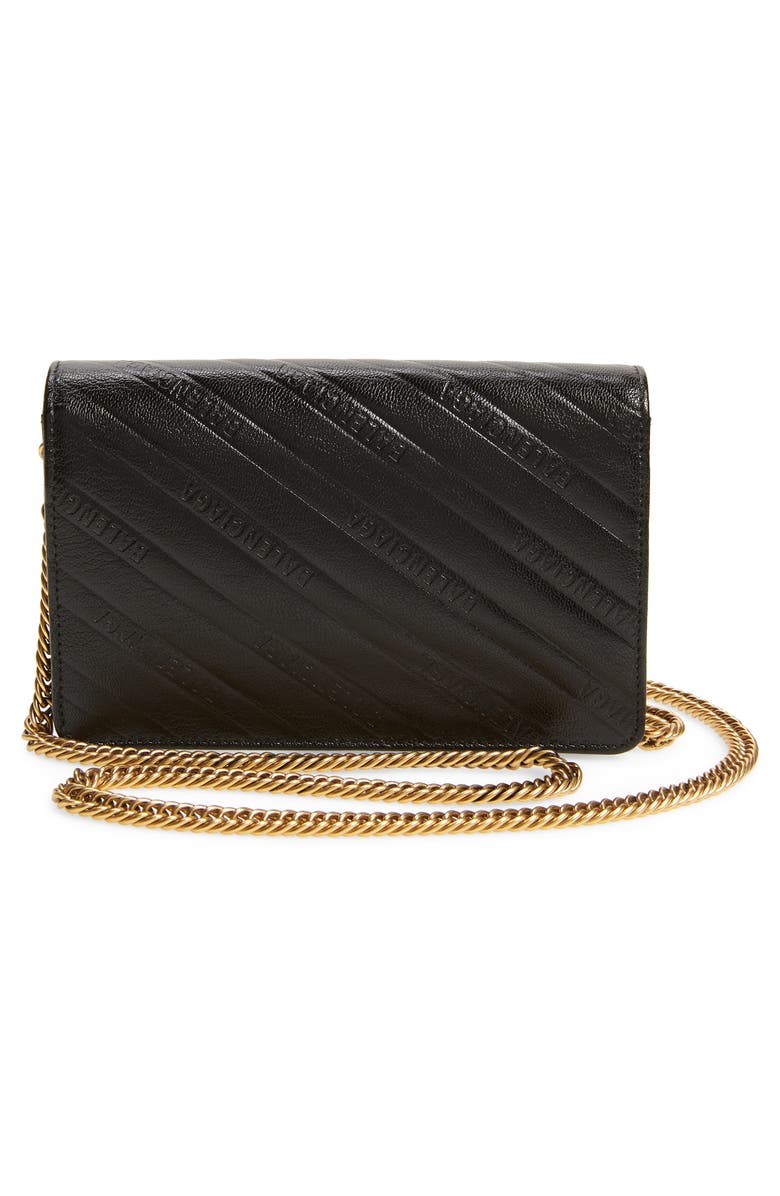 Balenciaga BB Leather Wallet on a Chain, Alternate, color, 
