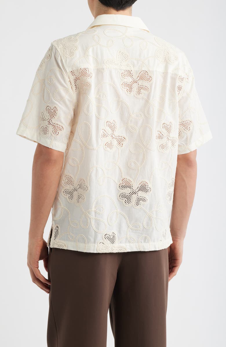 NN07 Ben Embroidered Detail Organic Cotton Camp Shirt, Alternate, color, Ivory