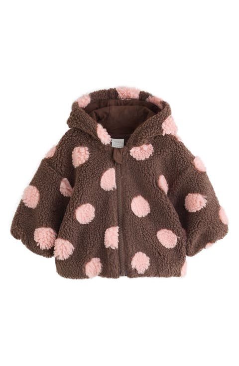 Polka Dot Borg Fleece Hooded Jacket