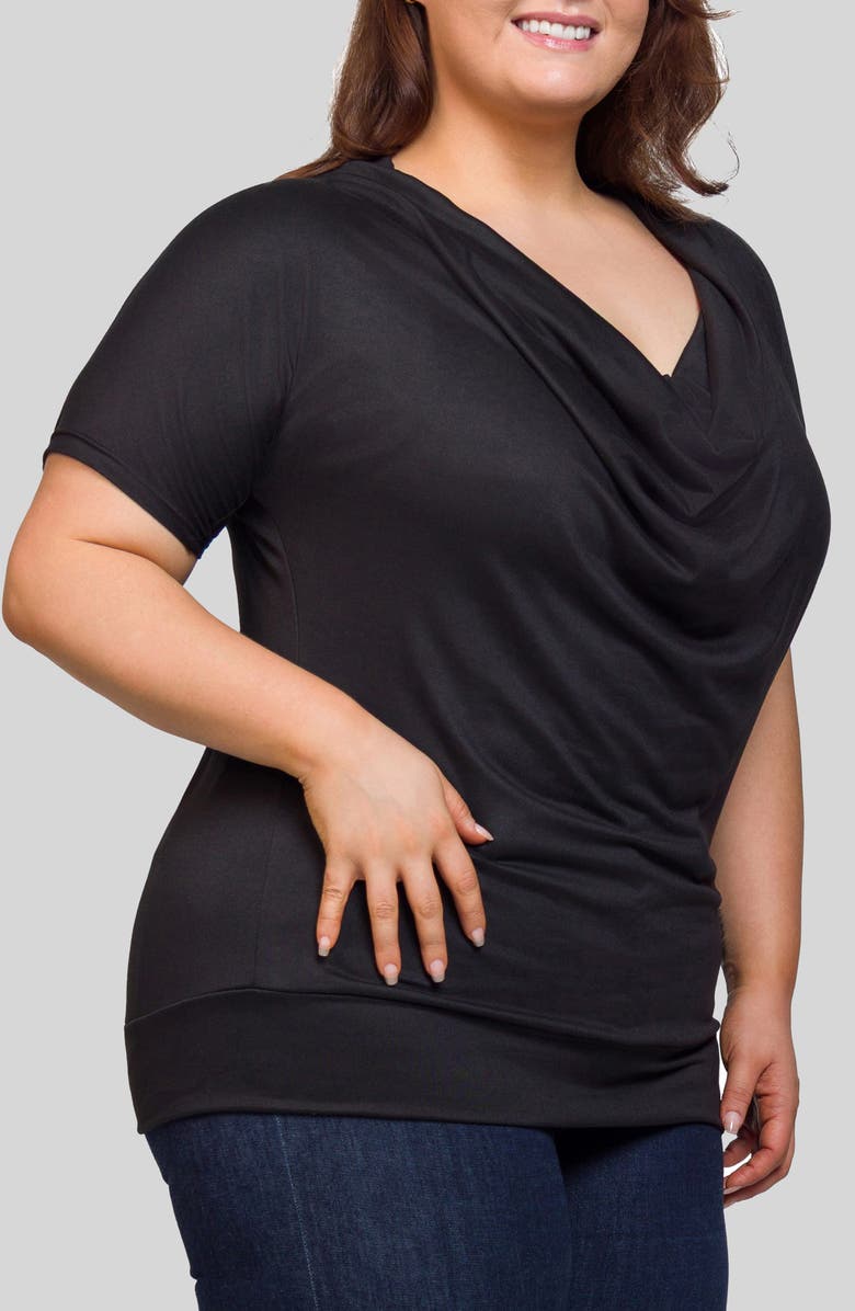 24seven Comfort Apparel Cowl Neck Top, Main, color, Black