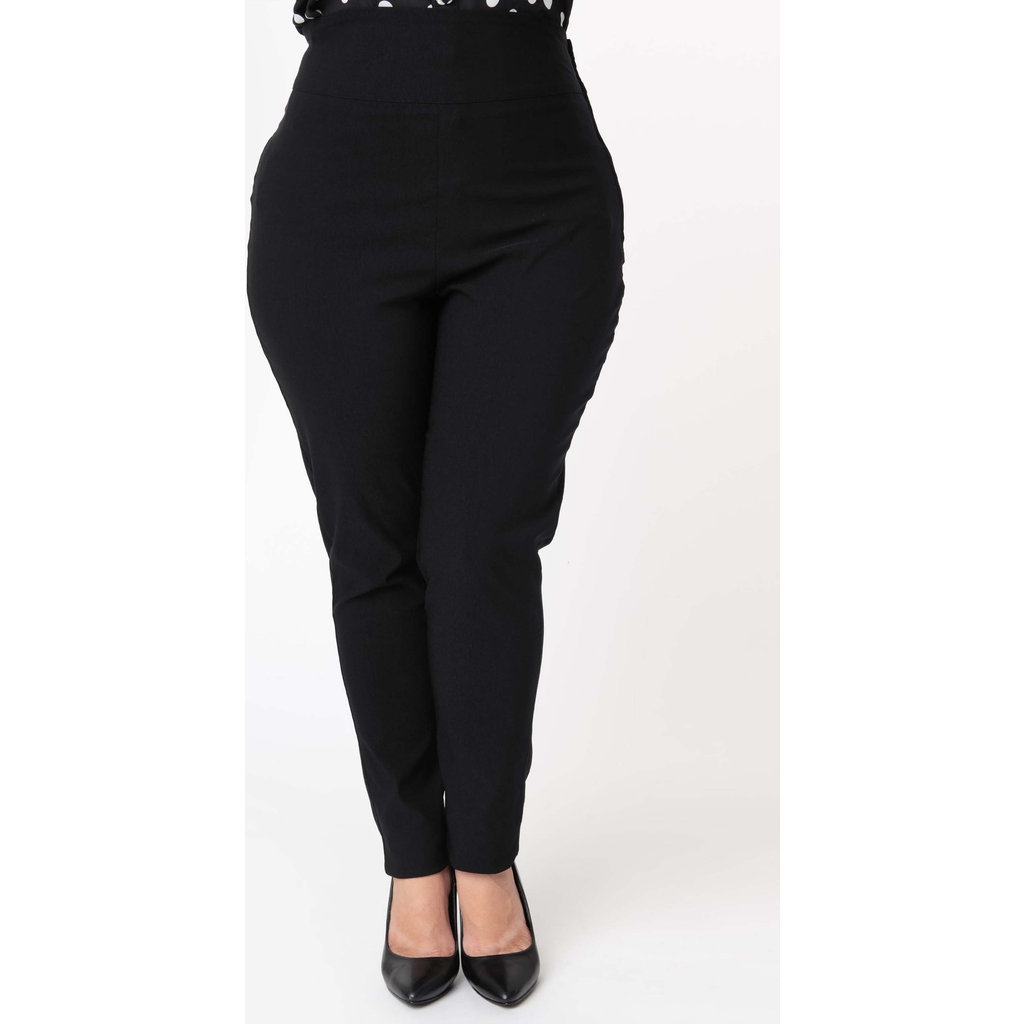 Unique Vintage Plus Size Rizzo Cigarette Pants In Black