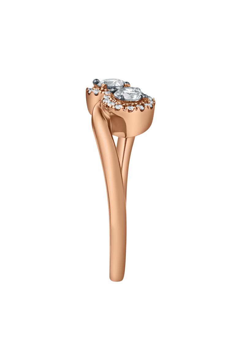 Rosalita 0.50 Cts Natural Diamond Toi et Moi Halo 14K Gold Ring, Alternate, color, 14K Rose Gold