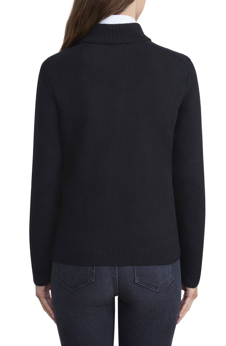 Lafayette 148 New York Cotton & Silk Knit Bomber Jacket, Alternate, color, Black