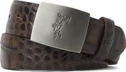 ASHWORTH GOLF Embossed Croc Belt Golfman Plaque Buckle