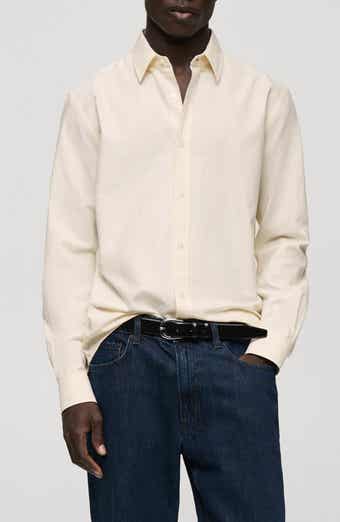 MANGO Regular Fit Stripe Cotton Button-Up Shirt