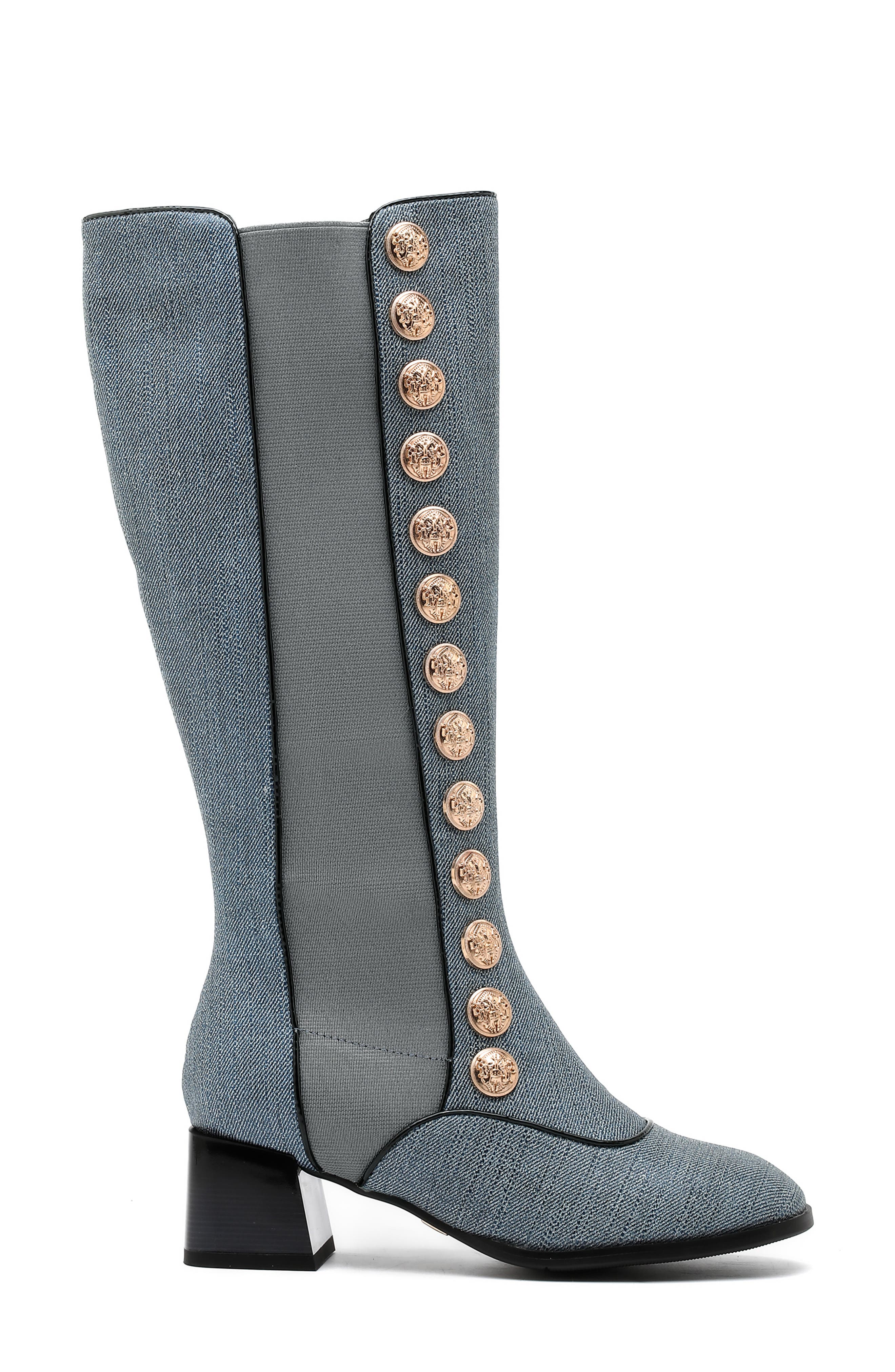 Wisdom Faux Leather Boot, Alternate, color, BLUE DENIM