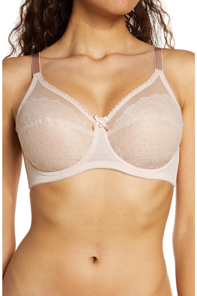 Retro Chic Full Figure Underwire Bra, Main, color, ROSE DUST