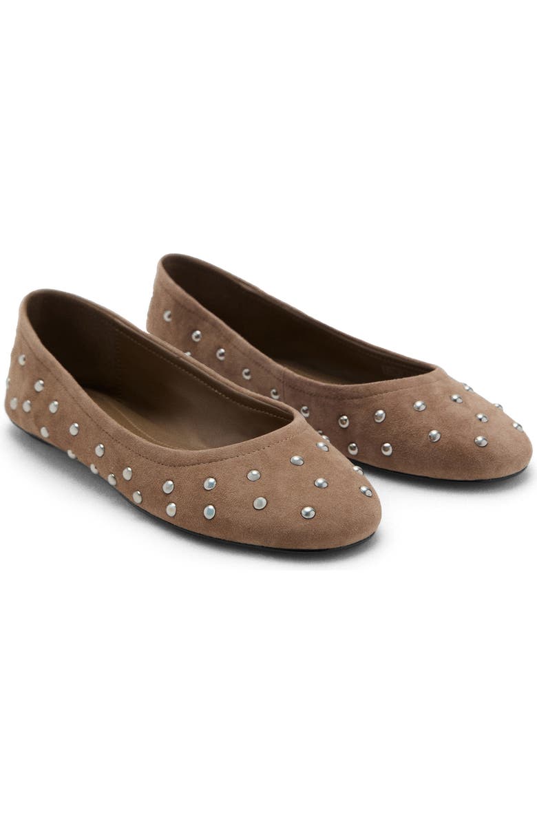 MANGO Studded Ballet Flat, Main, color, Sand