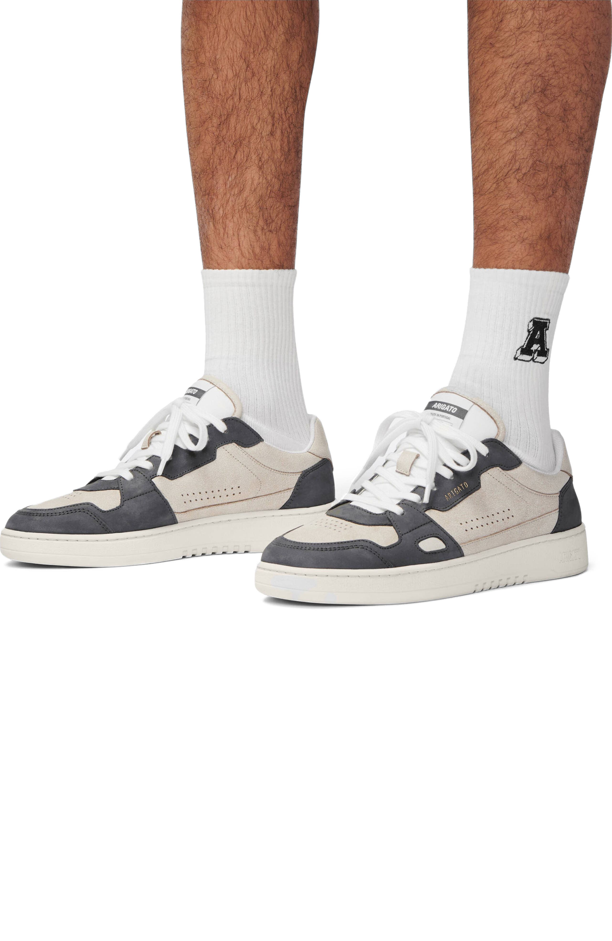 Axel Arigato Dice Lo Cracked Leather Sneaker, Alternate, color, Beige/Dark Grey