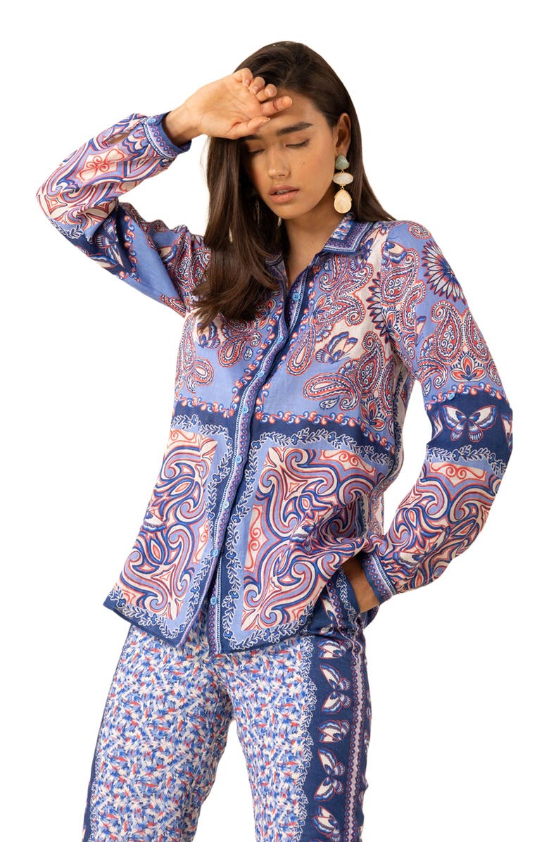 Hale Bob Harlee Linen Top, Alternate, color,