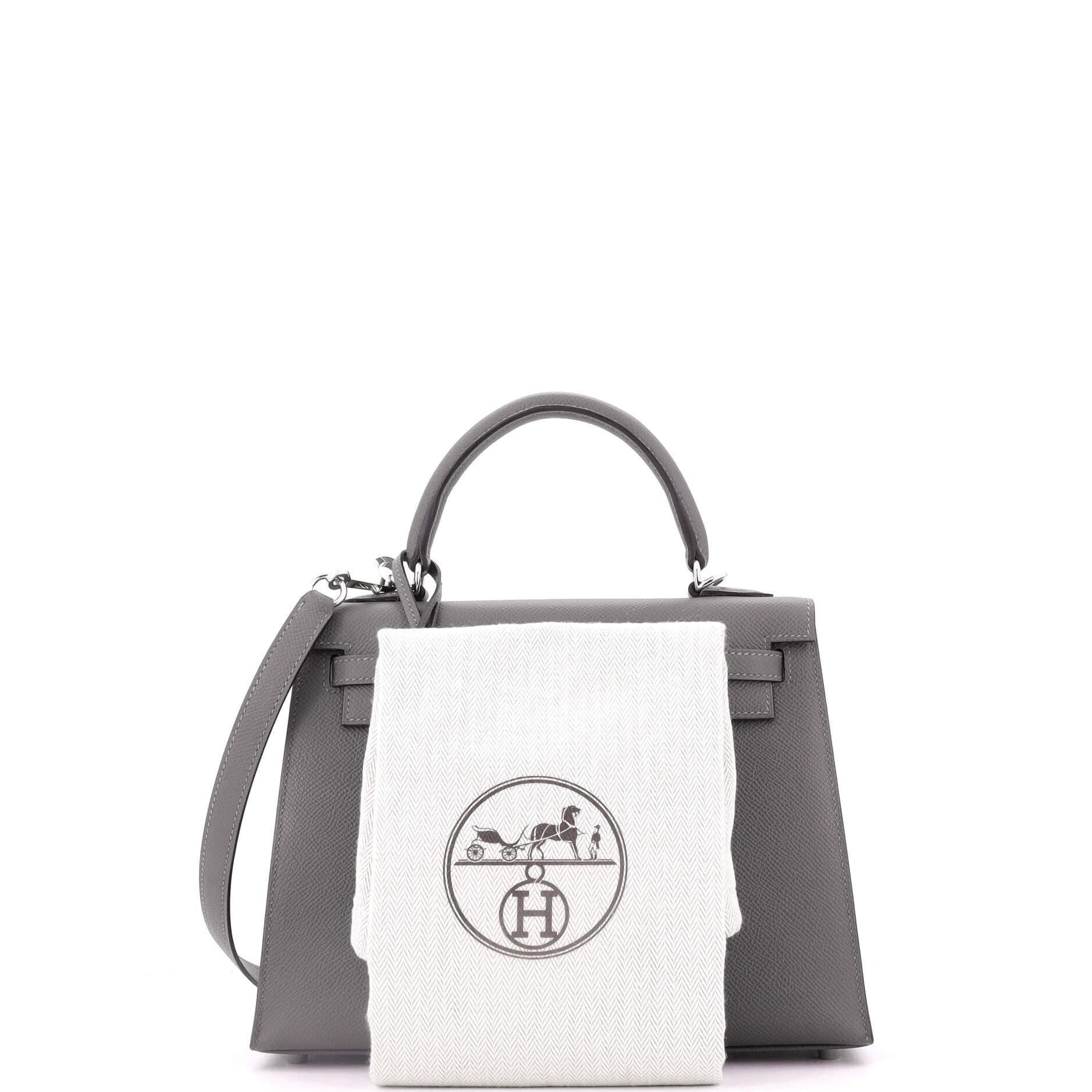 Pre-Owned Hermes Kelly Handbag Grey Epsom with Palladium Hardware 25, Alternate, color, Gris Meyer