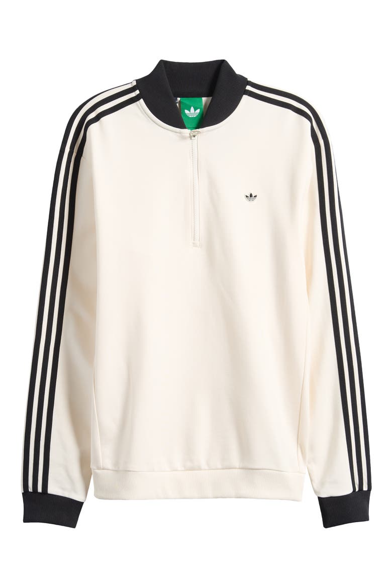 Originals 3-Stripe Quarter Zip Golf Sweatshirt, Main, color, CHALK WHITE/ BLACK