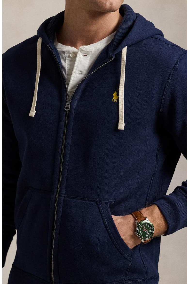 Cotton Blend Fleece Zip Front Hoodie, Alternate, color, CRUISE NAVY