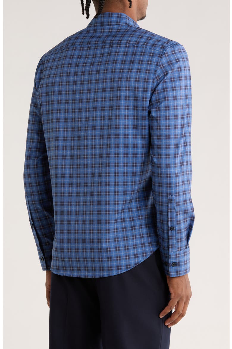 Plaid Long Sleeve Button-Up Shirt, Alternate, color, DARK DENIM