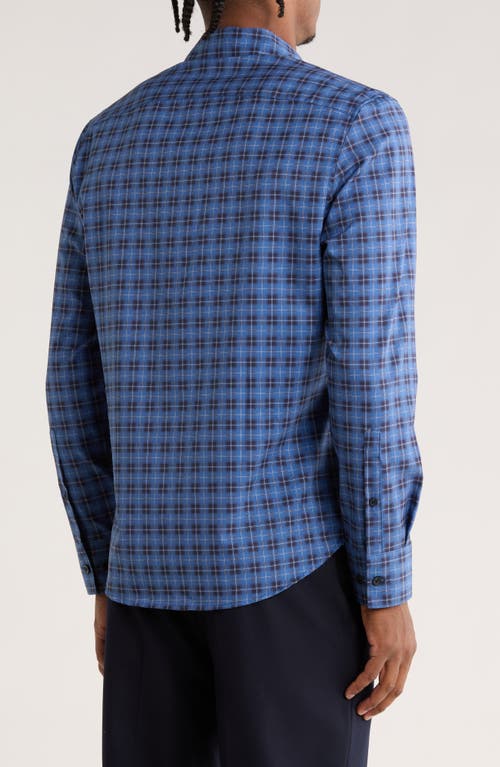 Construct Plaid Long Sleeve Button-up Shirt In Blue