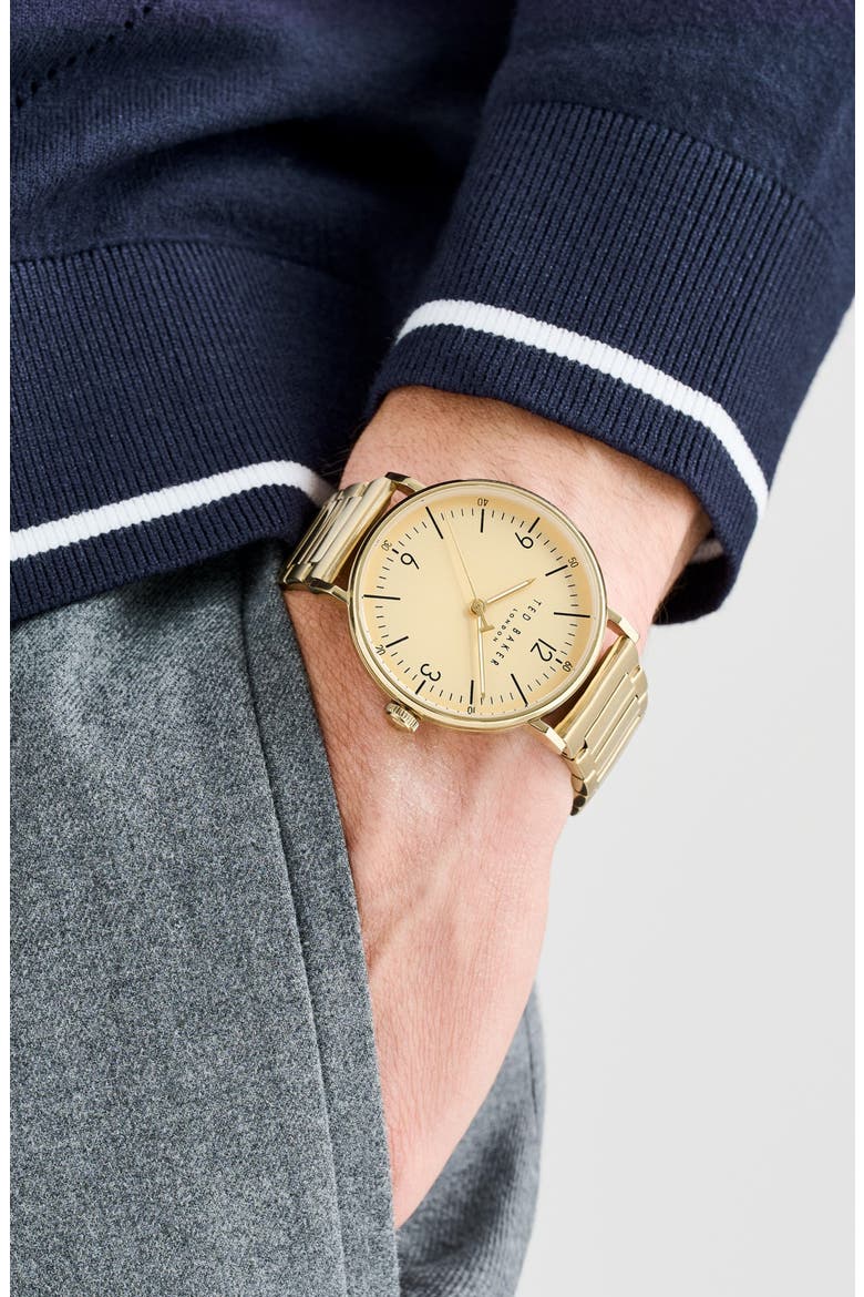 Phylipa Gents Bracelet Watch, 41mm, Alternate, color, GOLD-TONE