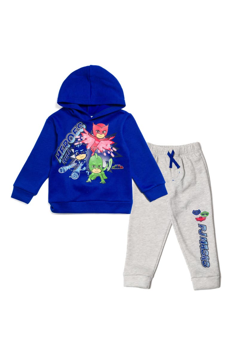 PJ MASKS Fleece Hoodie & Pants Set, Main, color, Blue / Gray