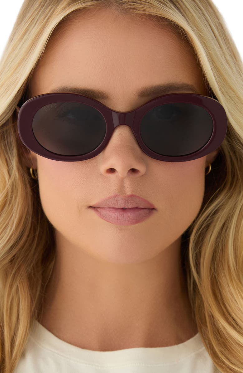 DIFF Lainey 52mm Oval Sunglasses, Alternate, color, Dark Cherry Lacquer / Grey