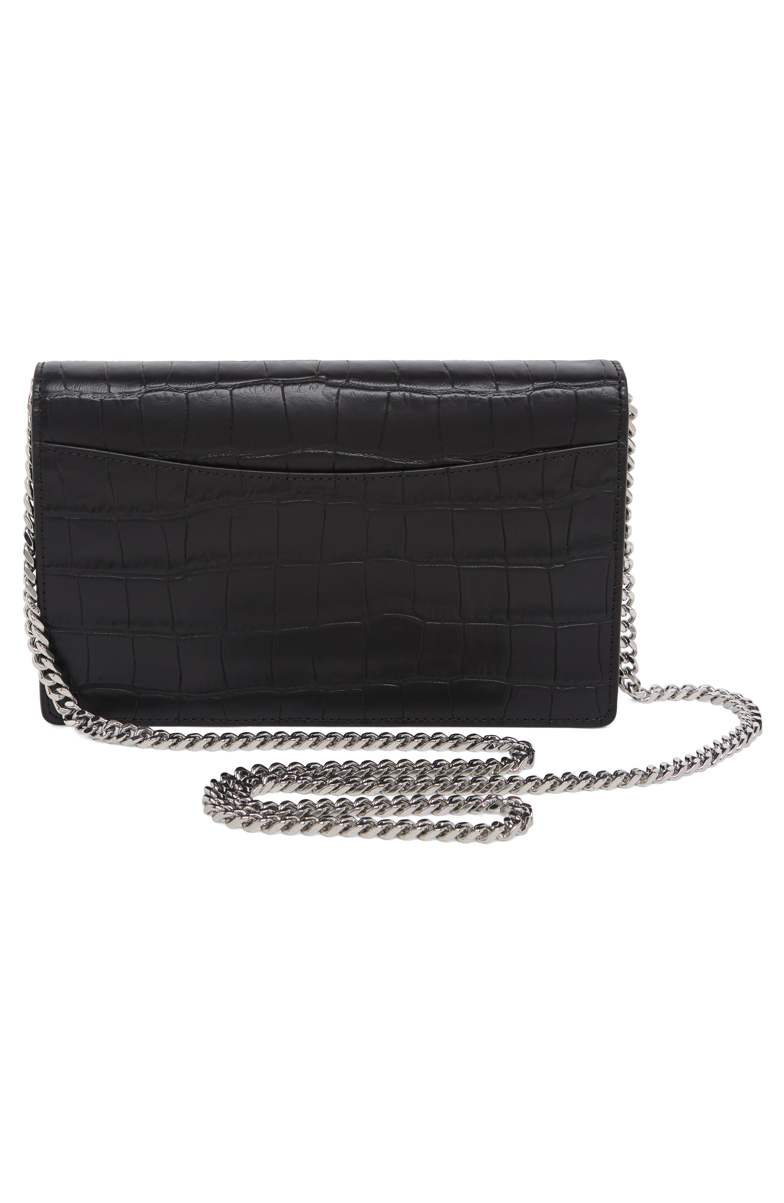 Marc Jacobs Party On a Chain Croc Embossed Leather Shoulder Bag, Alternate, color, 