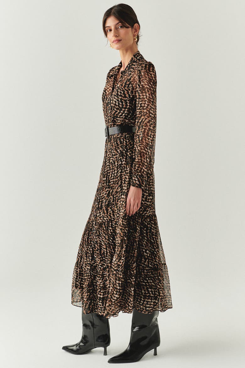 Aliza Chiffon Midi Dress, Alternate, color, Brown