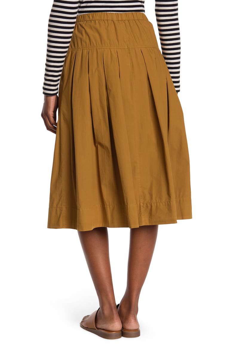 Paper Poplin Pull-On Midi Skirt, Alternate, color, CARAMEL