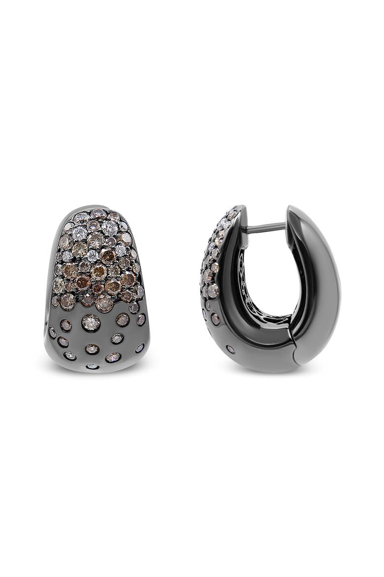 18K White Gold 2 1/4 Cttw Diamond Huggy Hoop Earring, Alternate, color, Black