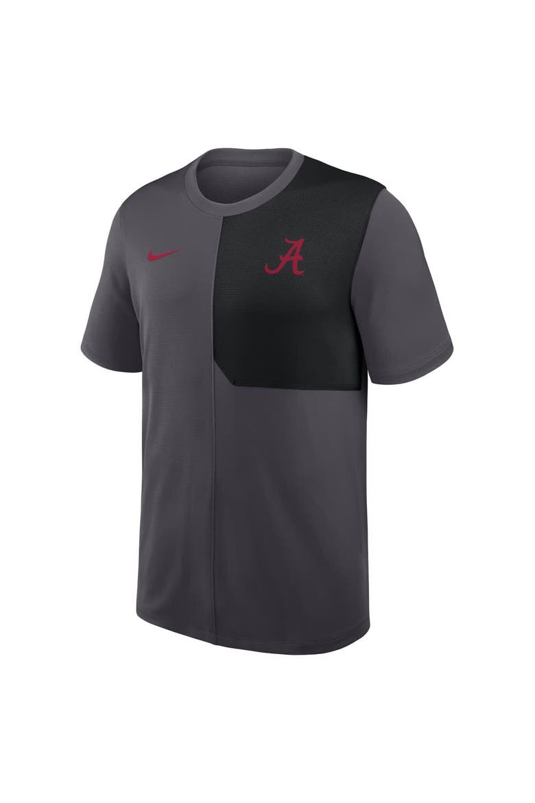Men's Nike Anthracite Alabama Crimson Tide 2025 Sideline UV Performance Coach T-Shirt, Alternate, color, Anthracite