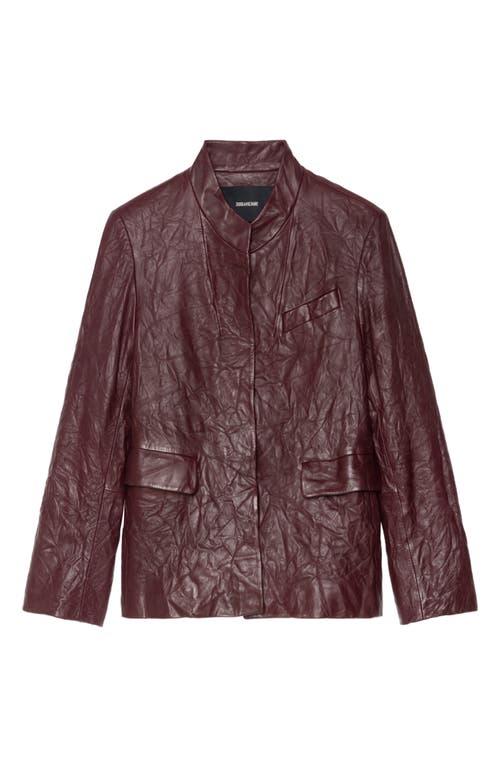 Zadig & Voltaire Veryn Cuir Crinkled Leather Jacket In Brown