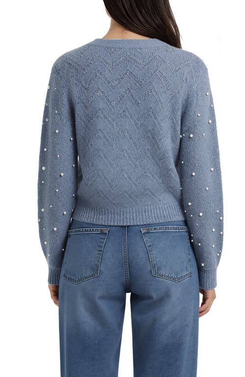 Lush Embellished Cardigan Sweater In Blue