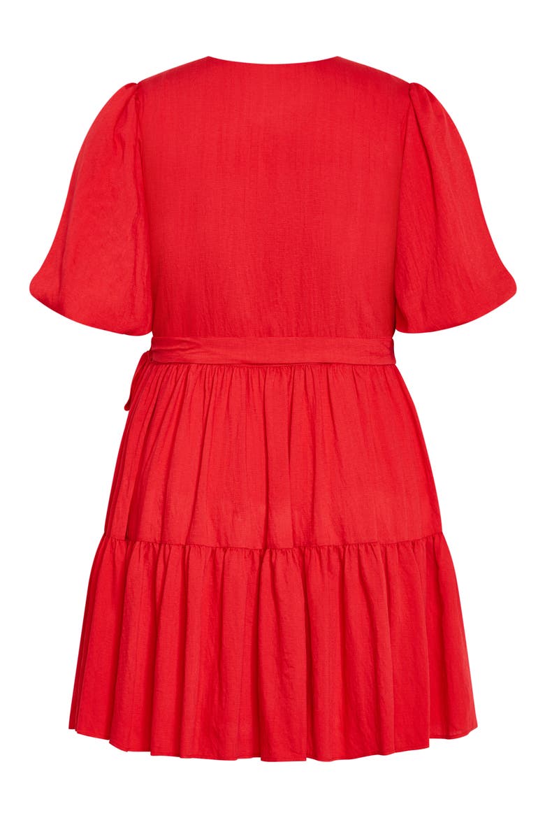 Nikola Tiered Wrap Dress, Alternate, color, TANGO RED