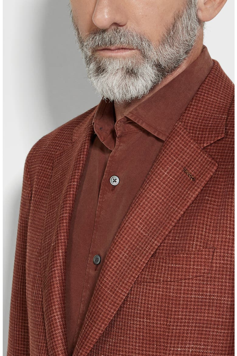 Houndstooth Cashmere, Silk & Linen Cardigan Jacket, Alternate, color, BROWN