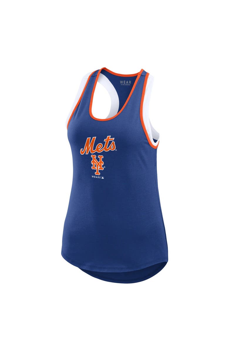 WEAR by Erin Andrews Women's WEAR by Erin Andrews Royal New York Mets Colorblock Racerback Tank Top, Alternate, color, 