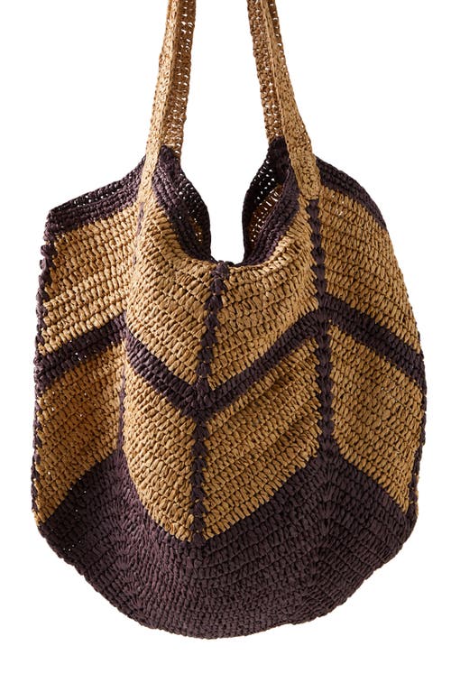 Free People Mykonos Straw Tote In Espresso Combo
