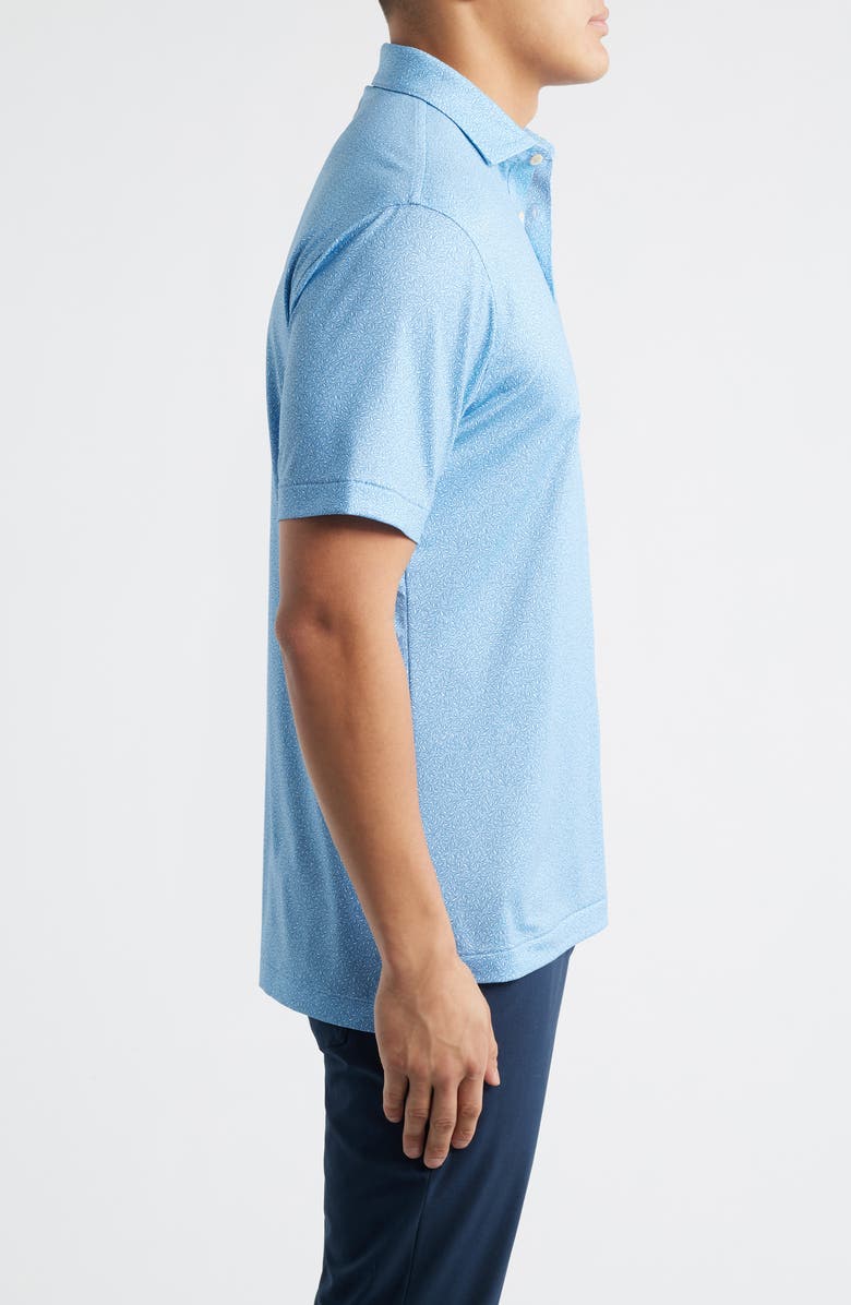 Peter Millar Magnolia Botanic Print Performance Jersey Polo, Alternate, color, Cottage Blue