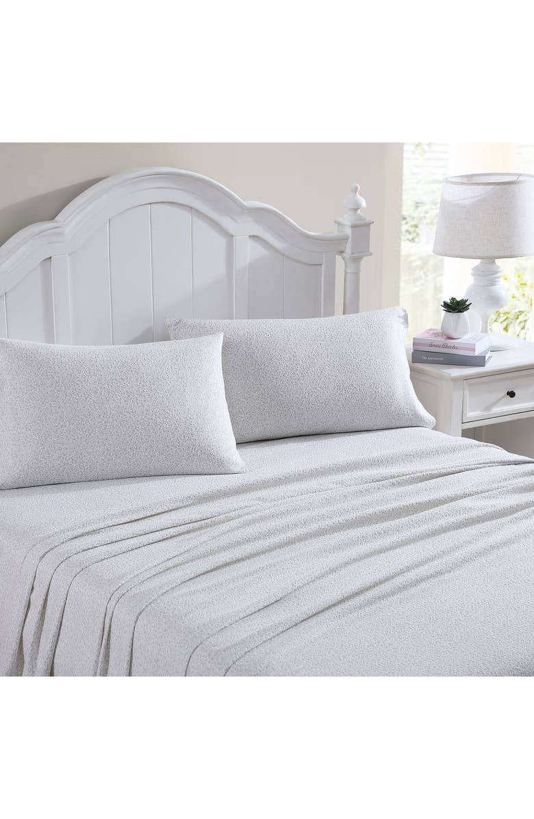 Laura Ashley Chelsea Vine Cotton Flannel Sheet Set, Alternate, color, Light Pastel Grey