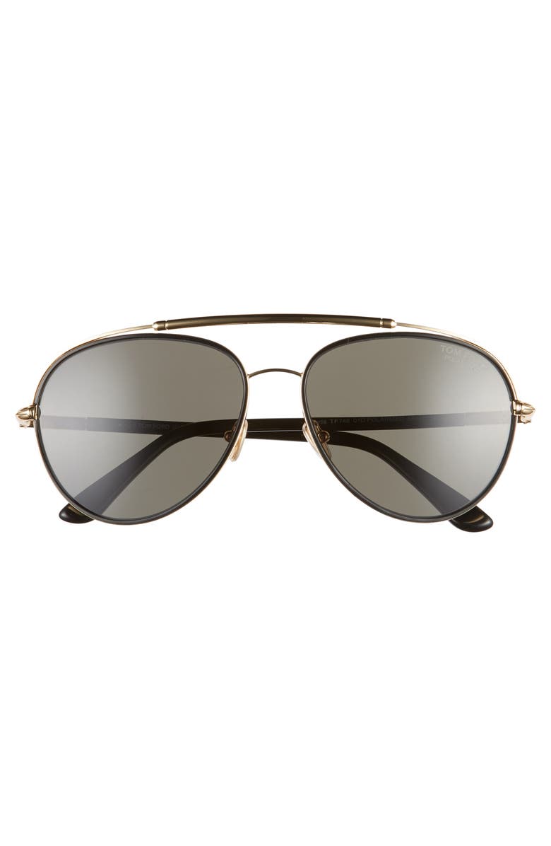 TOM FORD Curtis 59mm Polarized Aviator Sunglasses, Alternate, color, 