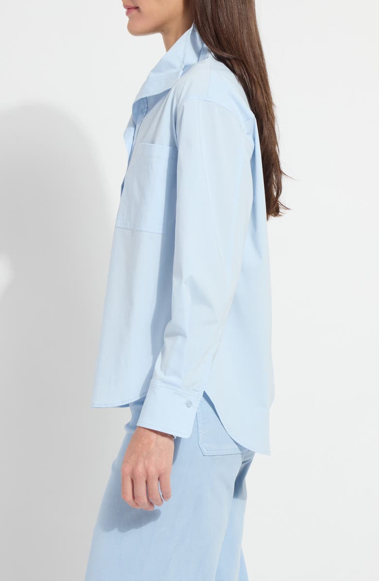Lysse Tulsi Funnel Neck Button-Up Shirt, Alternate, color, Chalk Blue